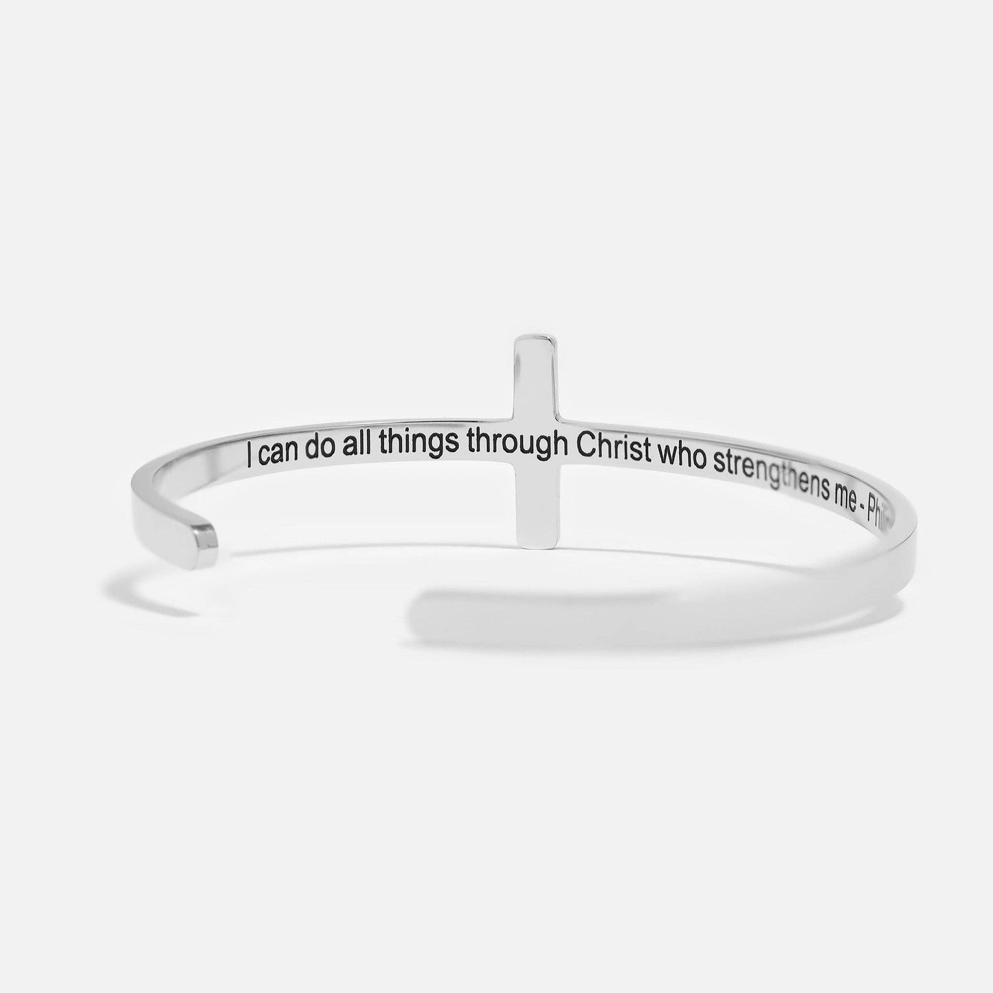 Bracelet Cross Cuff with Christian Scripture Philippians 4:13