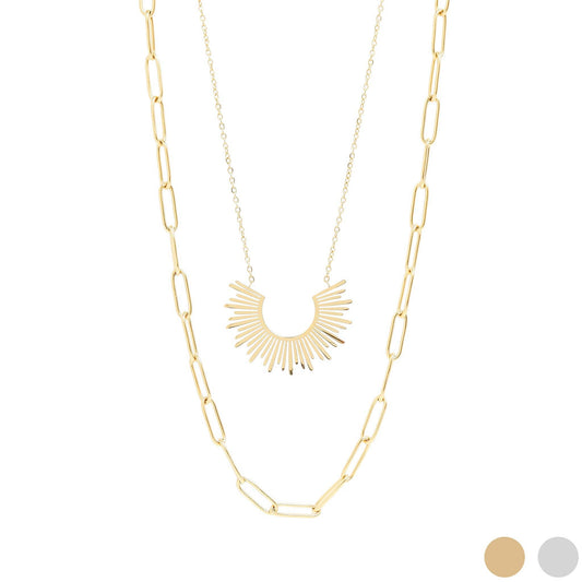 Necklace Layered Paperclip and Loop Chain Charm