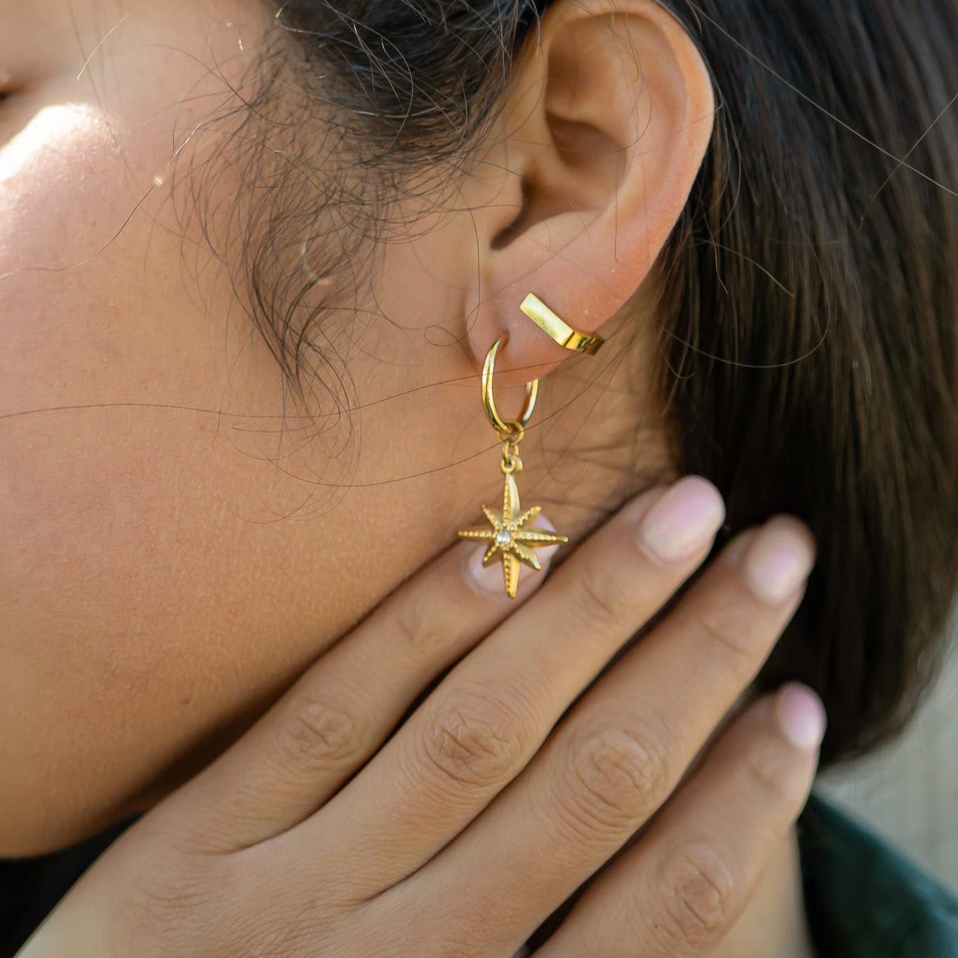 Earrings Huggie Square