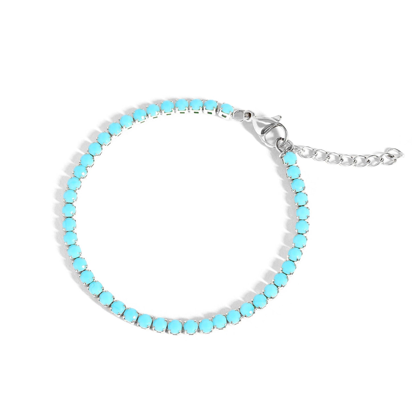 Bracelet Stainless Steel Turquoise Rhinestone Tennis Chain