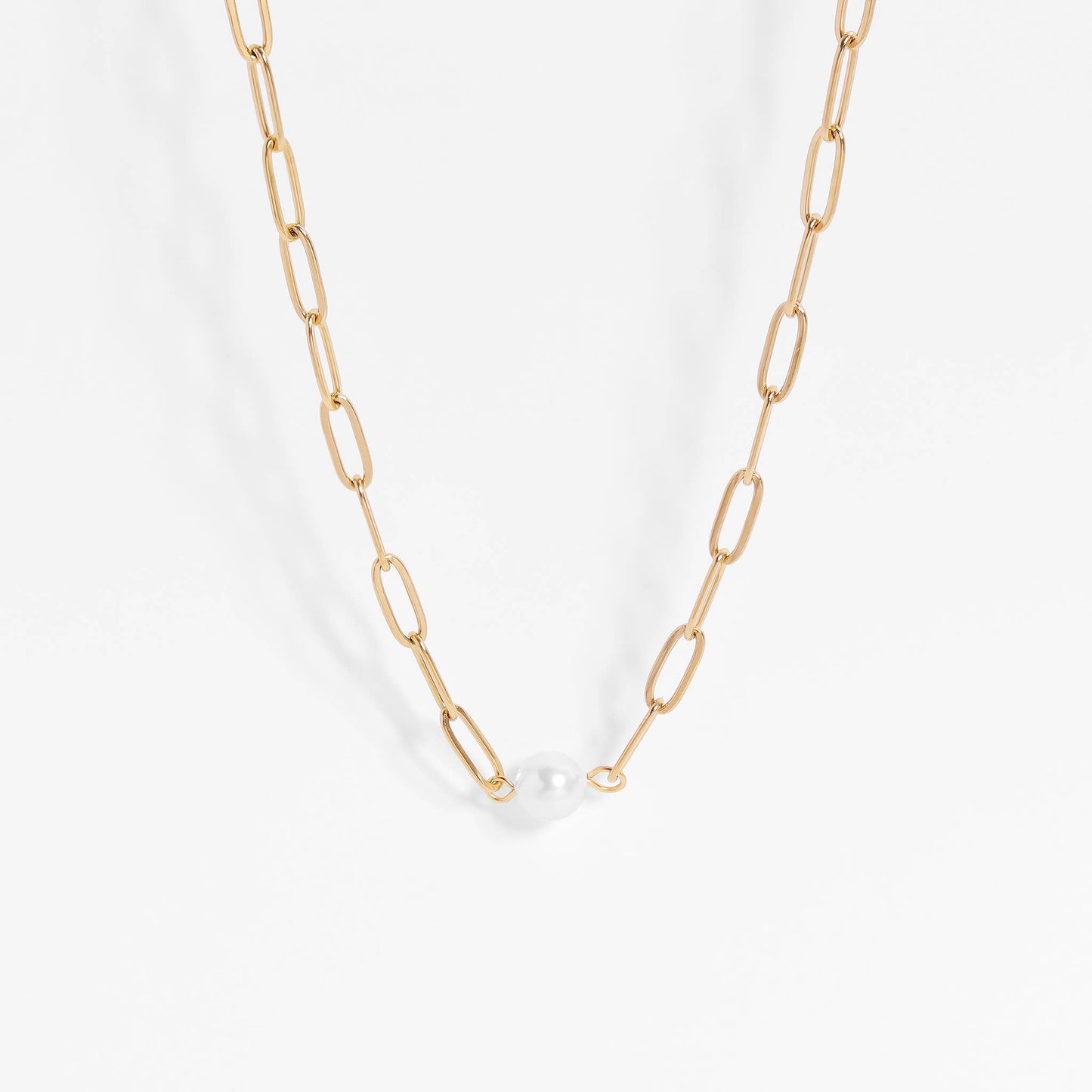 Ncklace Paperclip With Pearl