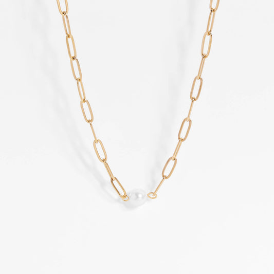 Necklace Paperclip With Pearl
