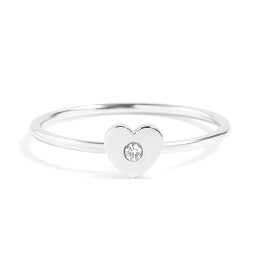 A CZ Heart Stacking Ring
