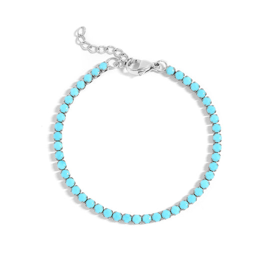 Bracelet Stainless Steel Turquoise Rhinestone Tennis Chain