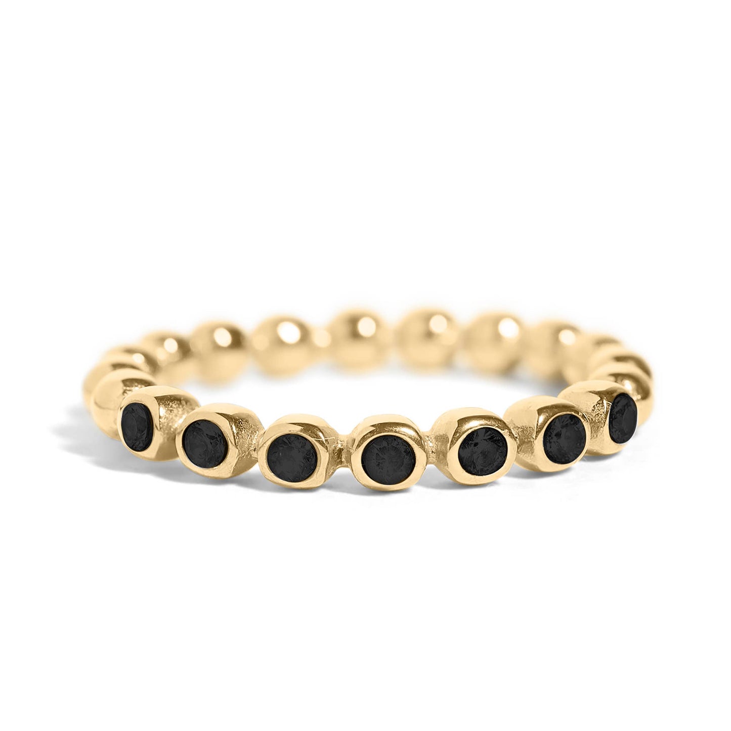 Ring Beaded Stainless Steel CZ Stacking
