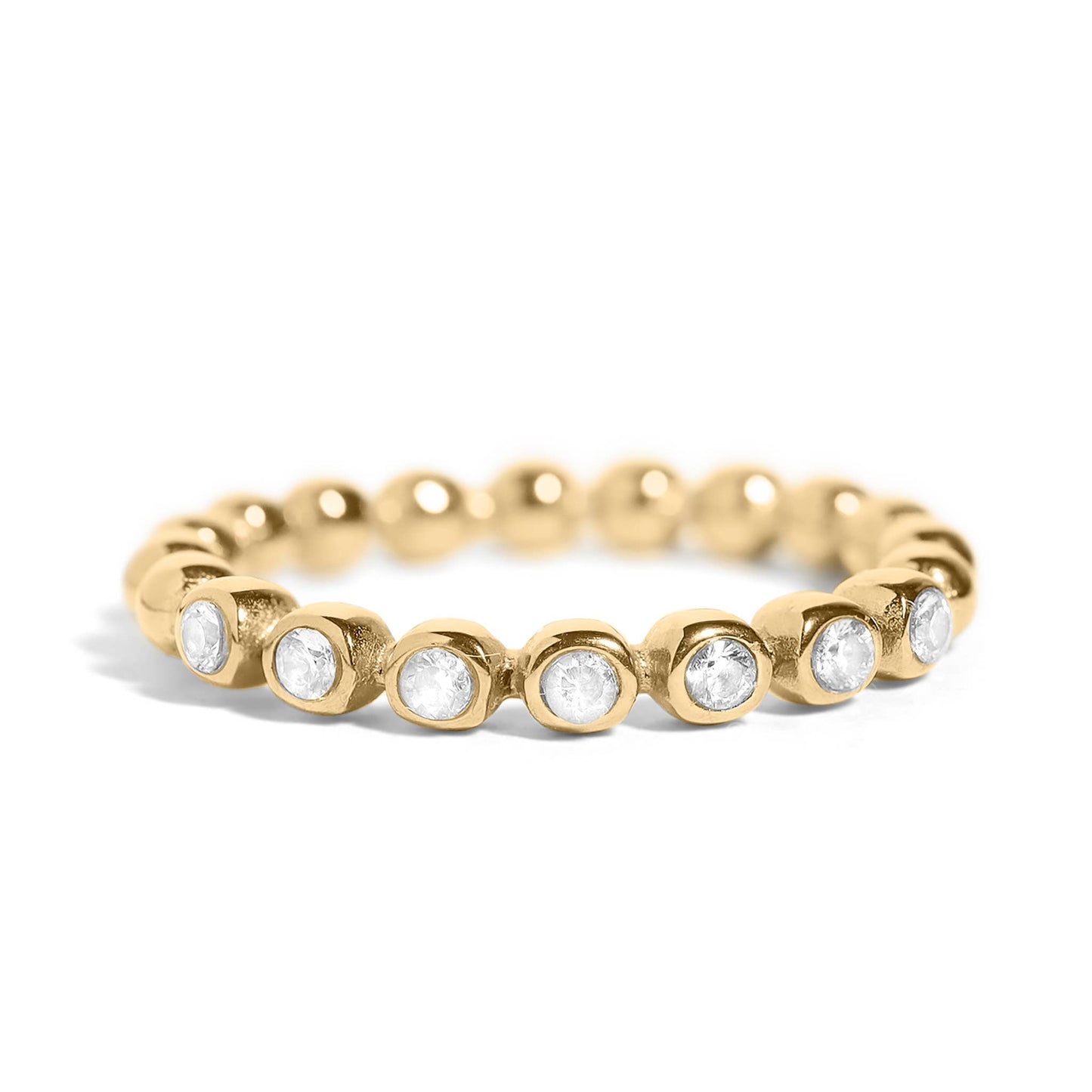 Ring Beaded Stainless Steel CZ Stacking