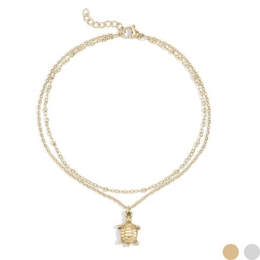 18K Gold PVD Turtle Charm Anklet