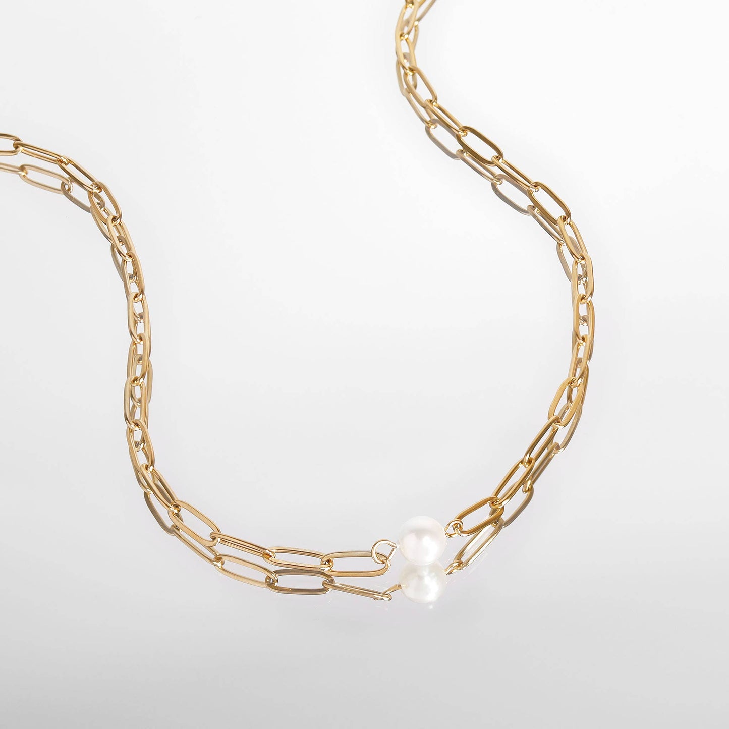 Ncklace Paperclip With Pearl