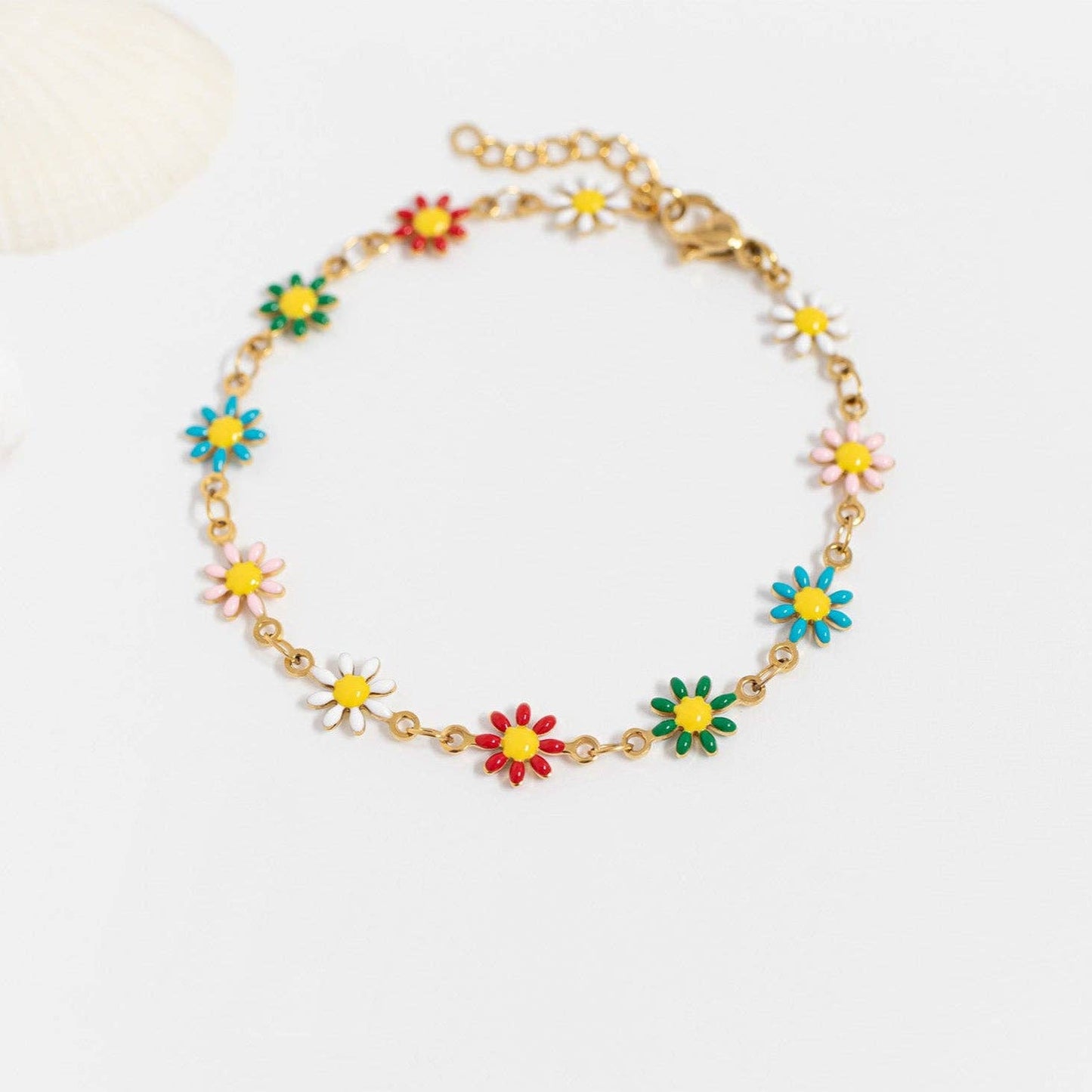 Bracelet Multi Colored Floral Chain