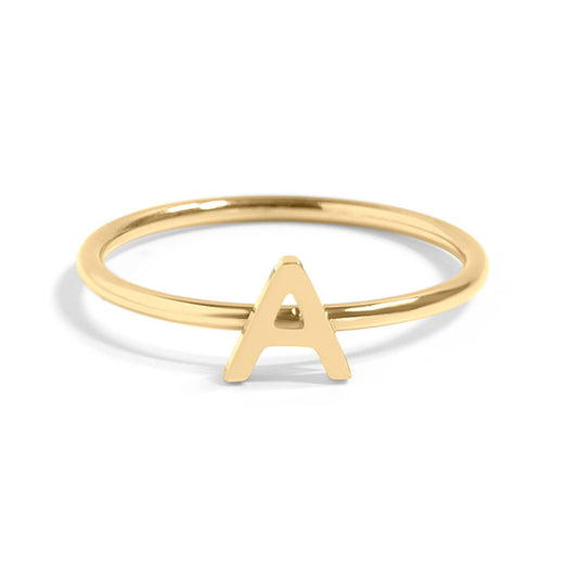 (A-M) 18k Gold Initial Letter Stacking Ring