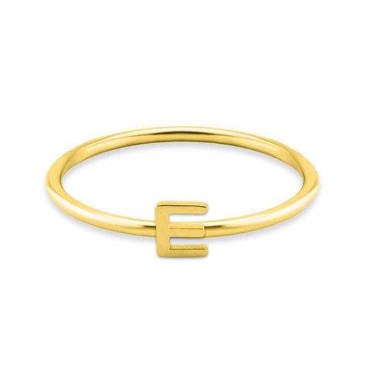 (A-M) 18k Gold Initial Letter Stacking Ring