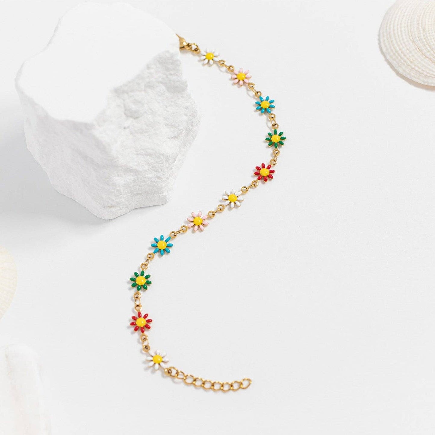 Bracelet Multi Colored Floral Chain