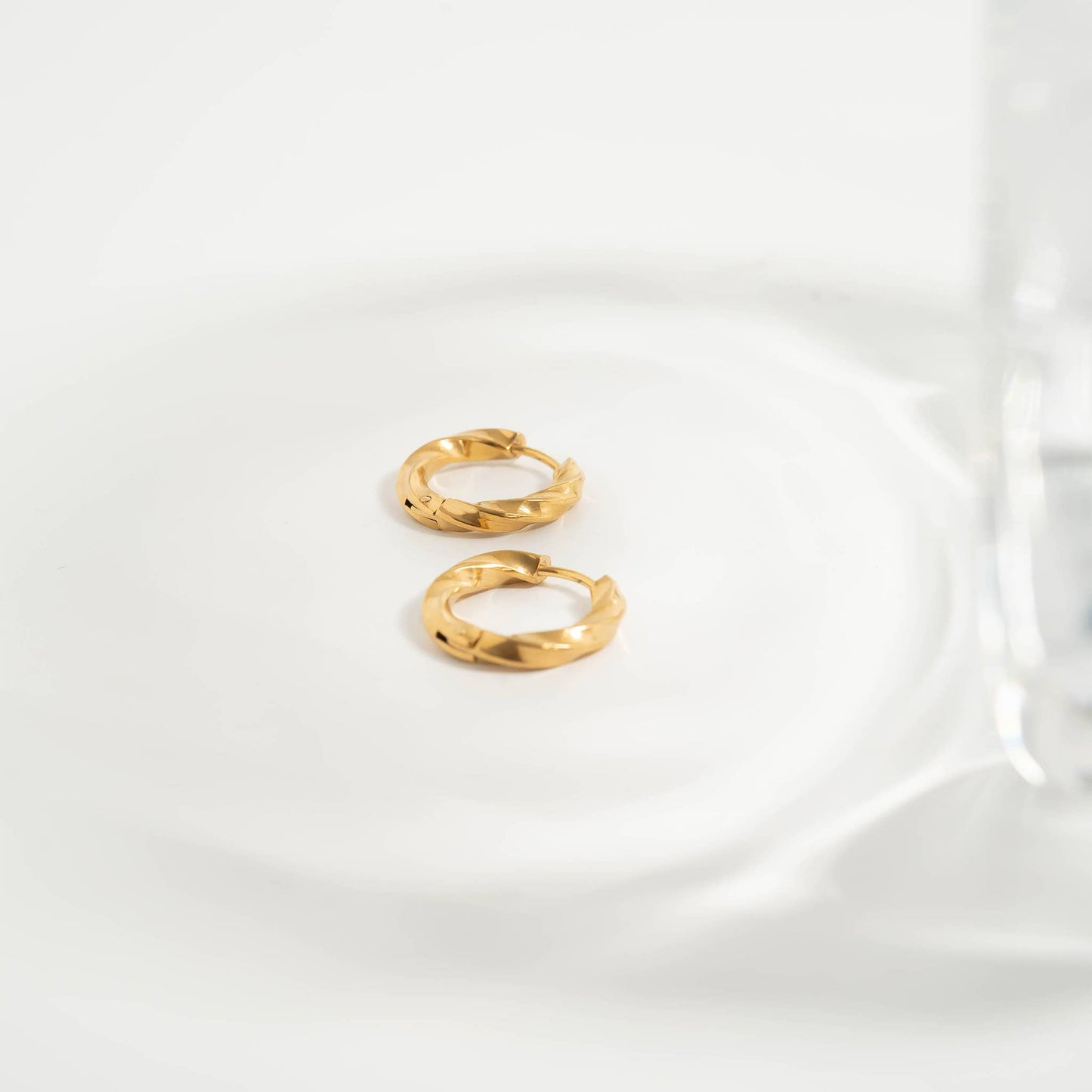 Earrings Huggie Textured Twisted Hoop