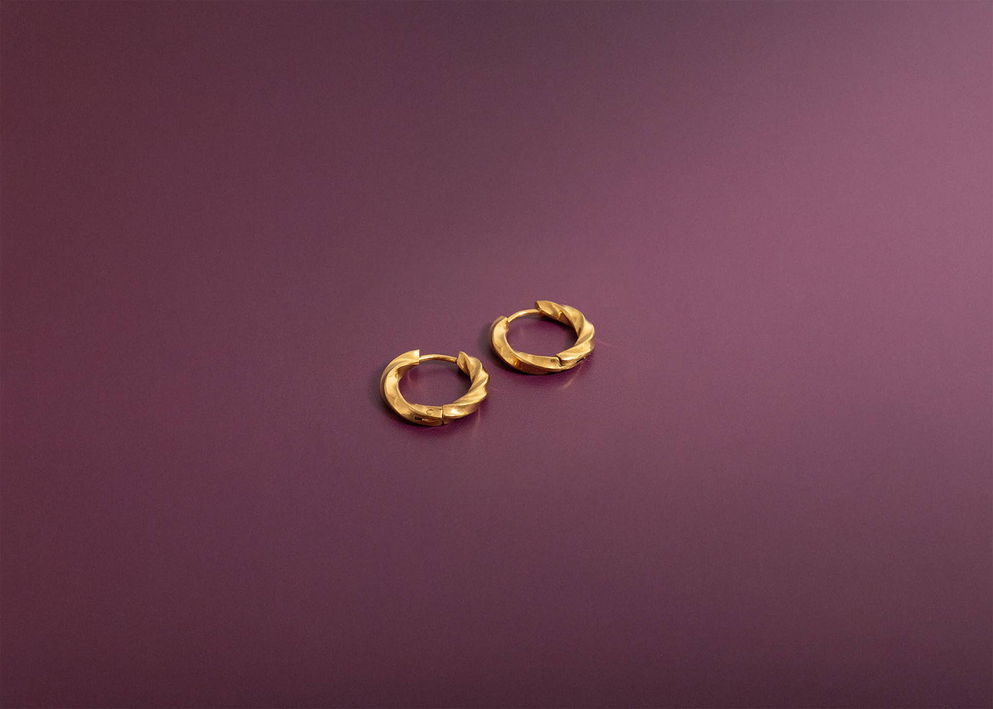 Earrings Huggie Textured Twisted Hoop