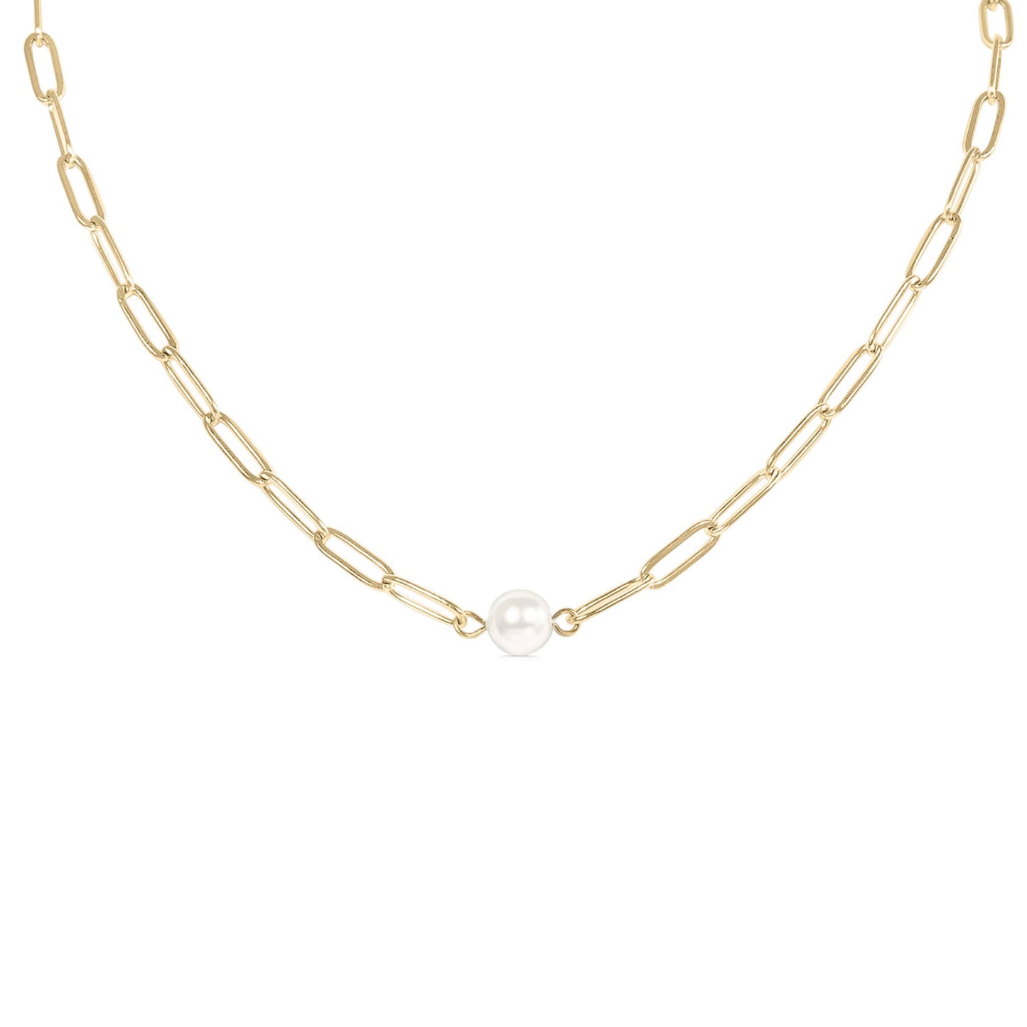 Ncklace Paperclip With Pearl