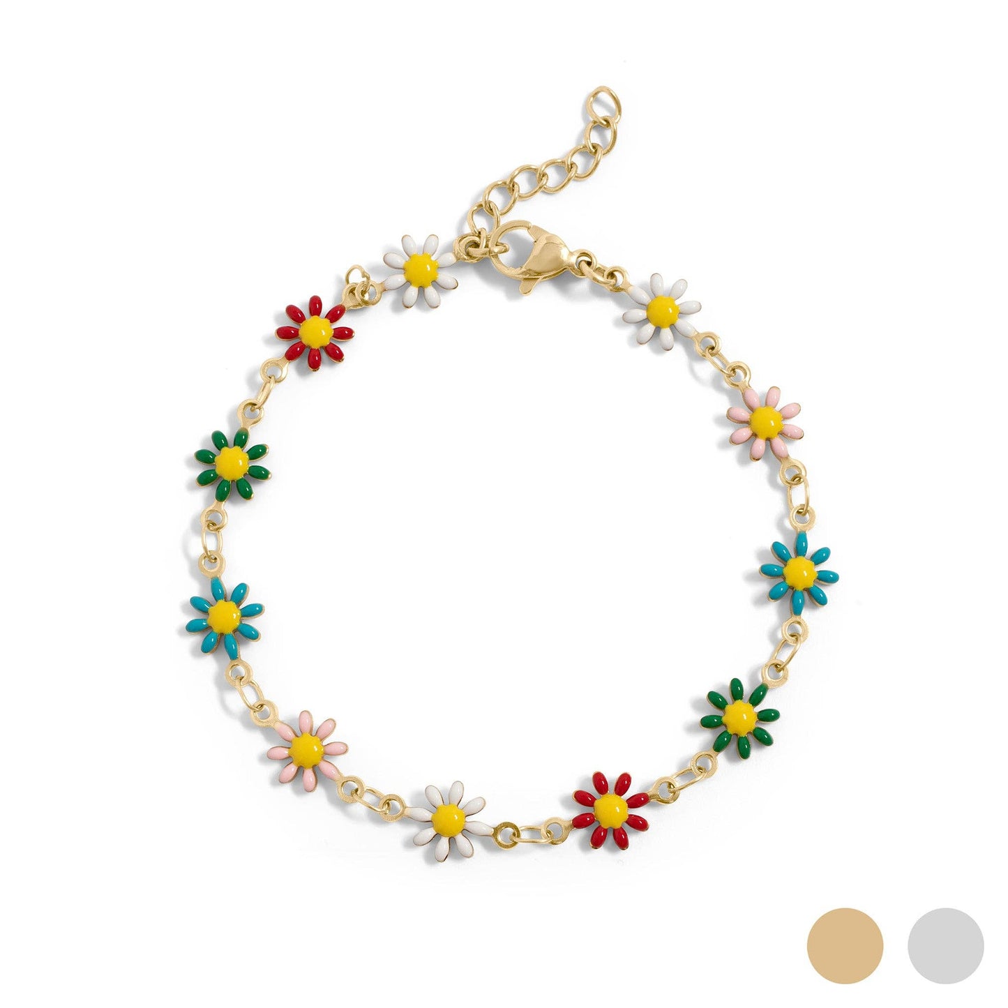 Bracelet Multi Colored Floral Chain