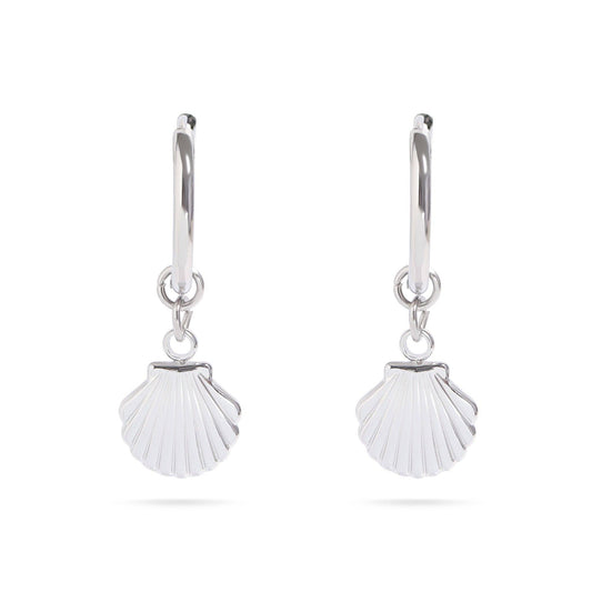A Shell Pendant Huggie Earrings