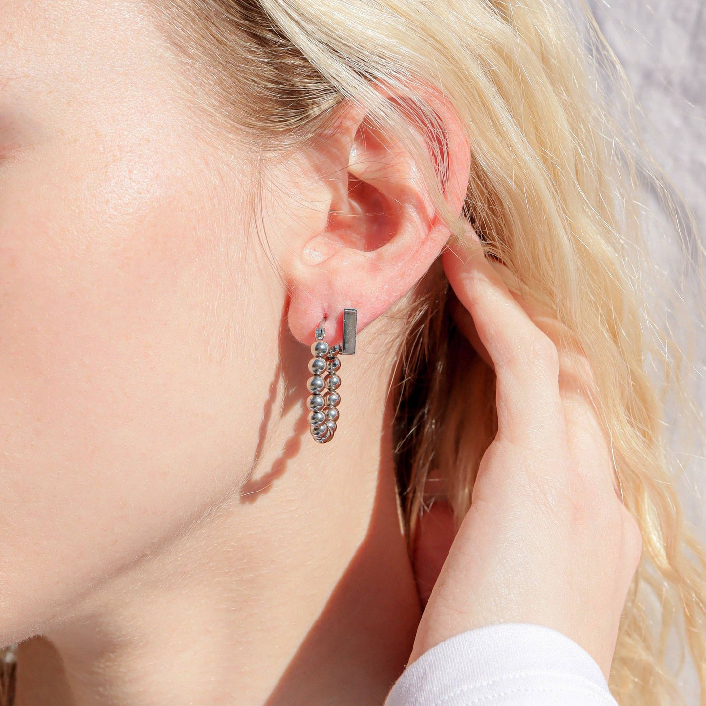 Earrings Huggie Square