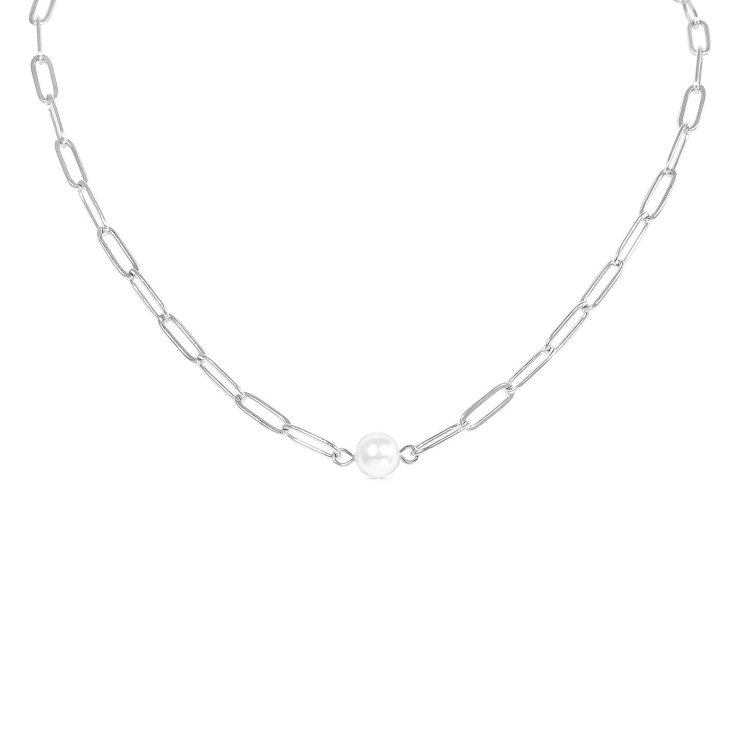 Ncklace Paperclip With Pearl